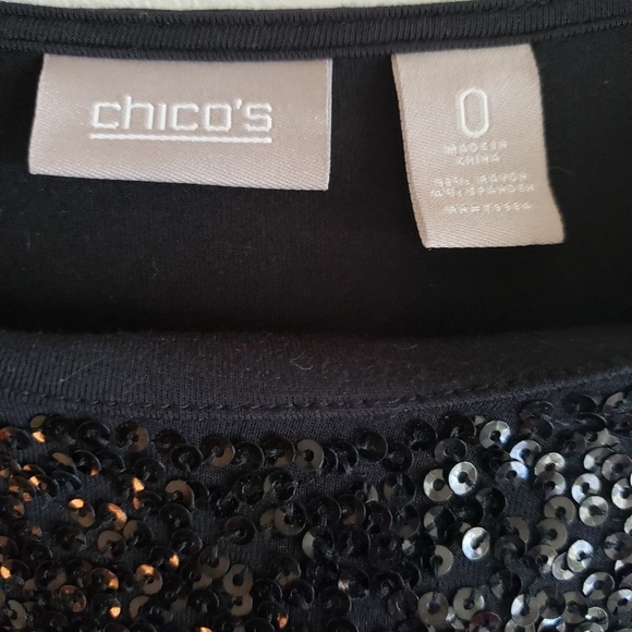 Chico's Black sequined top, size small - Picture 3 of 4